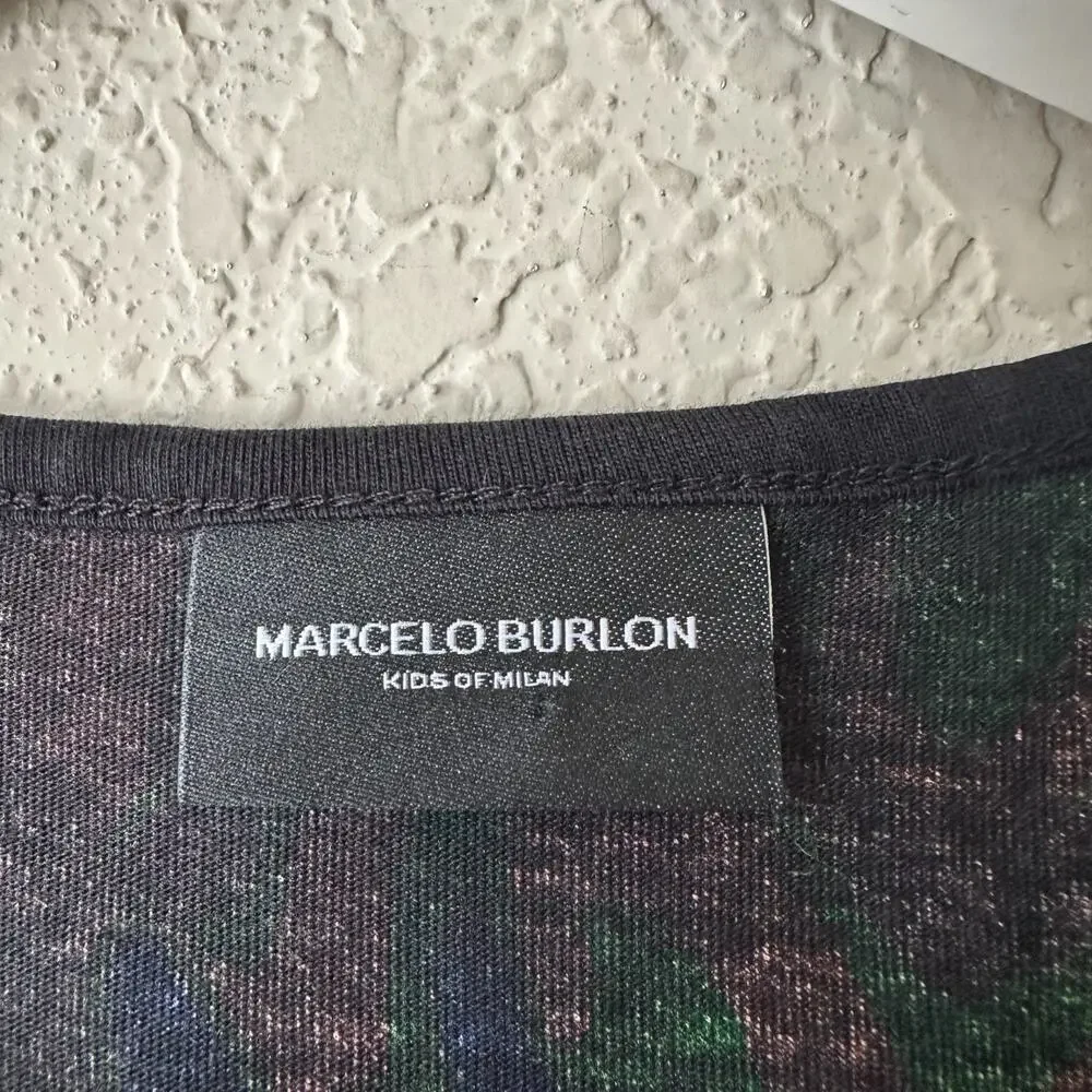 MARCELO BURLON Tank Dress Black Graphic Maxi Cotton Goth Minimalist